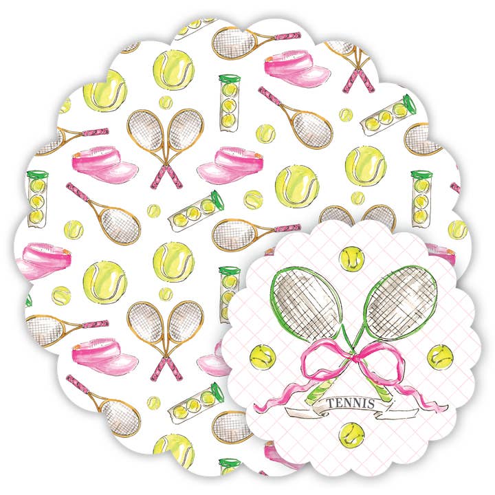 Set di racchette da tennis dipinte a mano con pallina e arco per la vendita all'ingrosso da parte di RosanneBeck Collections