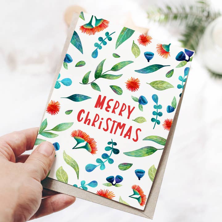 Carte de Noël florale australienne pour la vente par Stray Leaves