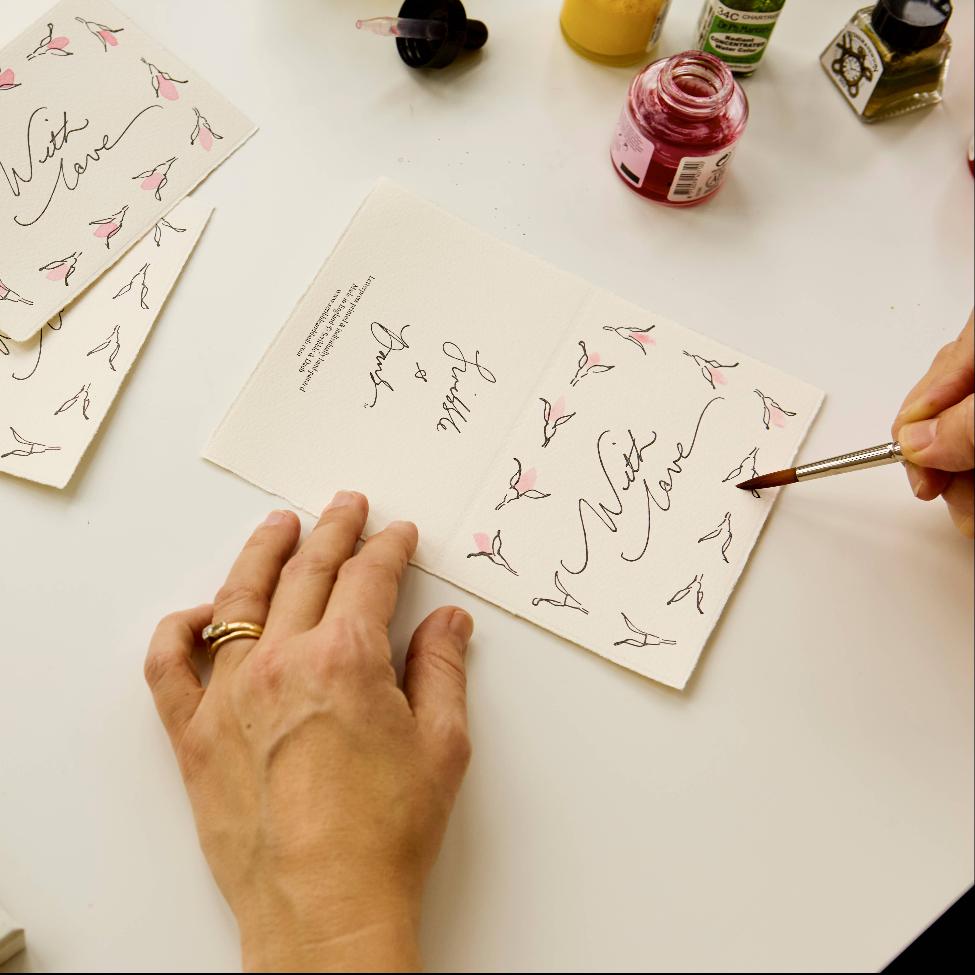 Scribble & Daub - Wholesale Valentine's Day Card - With Love (Rosebuds) Card1