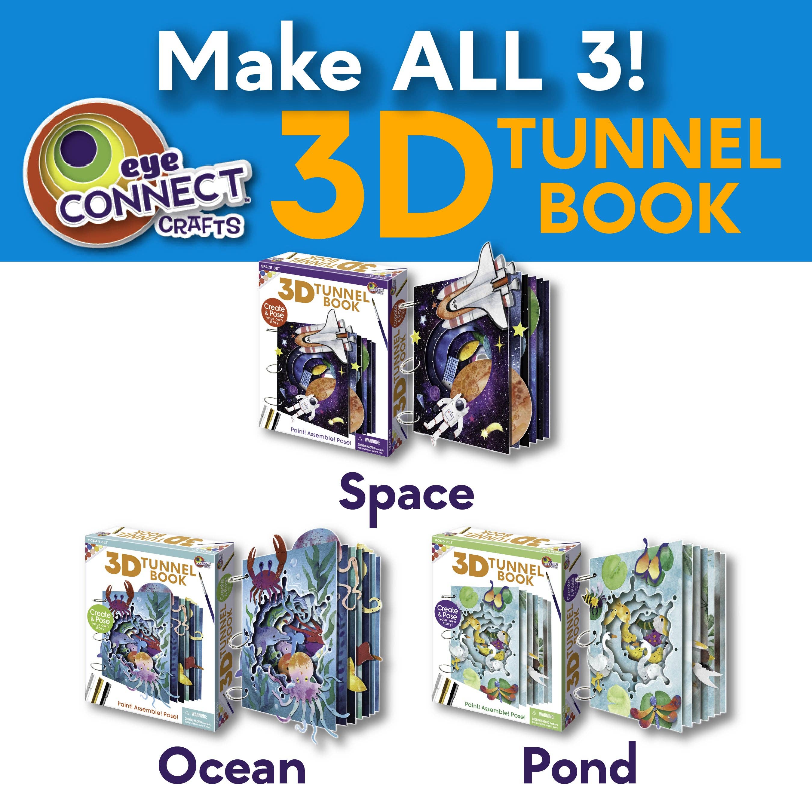 EyeConnect Crafts - Wholesale DIY Craft Kit - Kids - 3D Tunnel Book: POND (Deluxe Size)17