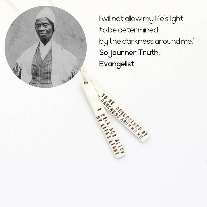 Chocolate and Steel - Wholesale Pendant/Charm Necklace - Sojourner Truth Quote Necklace