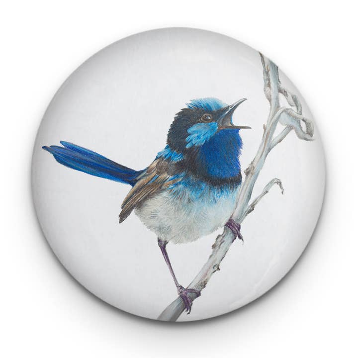 Blauer Zaunkönig - Abzeichen für den Großhandel von Hayley Wilson