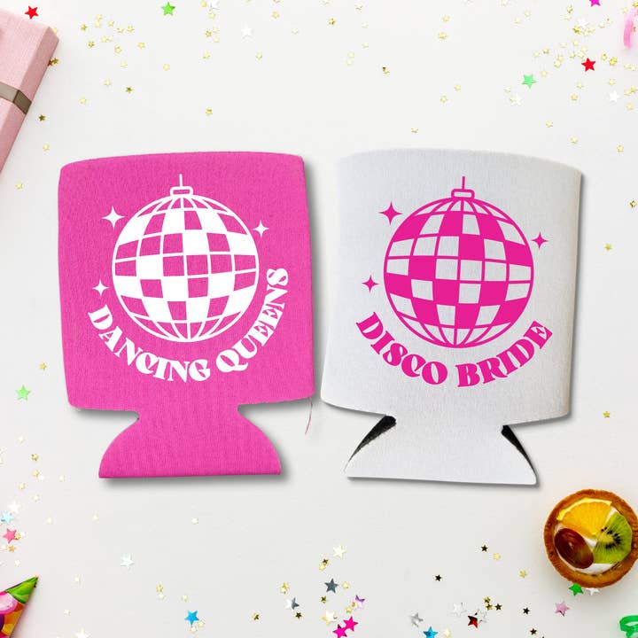 Bachelorette Party Disco Bride and Dancing Queens Can Cooler for wholesale by Capital City Commerce