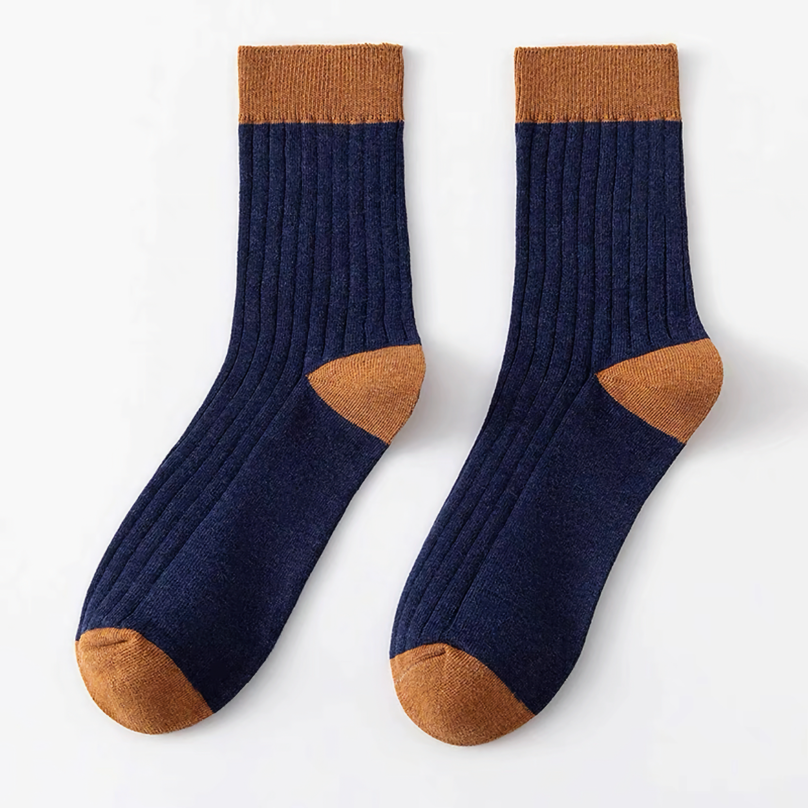 Happy Knits – wholesale Socks – Men's – Men's Color Block Rib Socks - Men's Pure Cotton Socks2