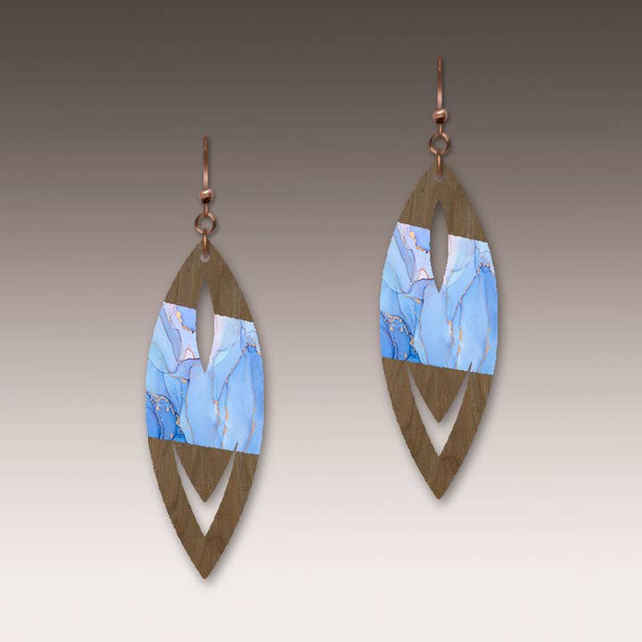 Solid Mahogany Wood Earrings-G37W for wholesale by Willow by Illustrated Light