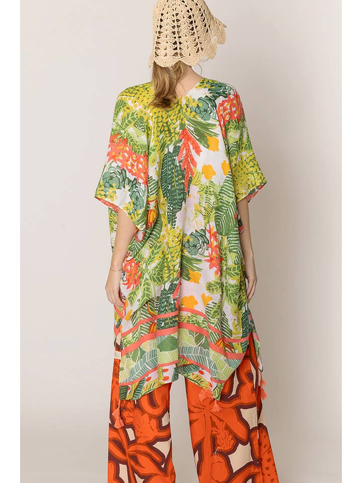 Hana - Wholesale Kimono - Women's - Floral Pattern Print Tassel Summer Kimono14