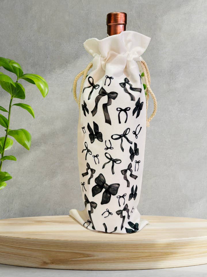 Sacs-cadeaux à vin — Sac à vin Bows | Sac cadeau | Coquette Trendy pour la vente par Bizzz Designs