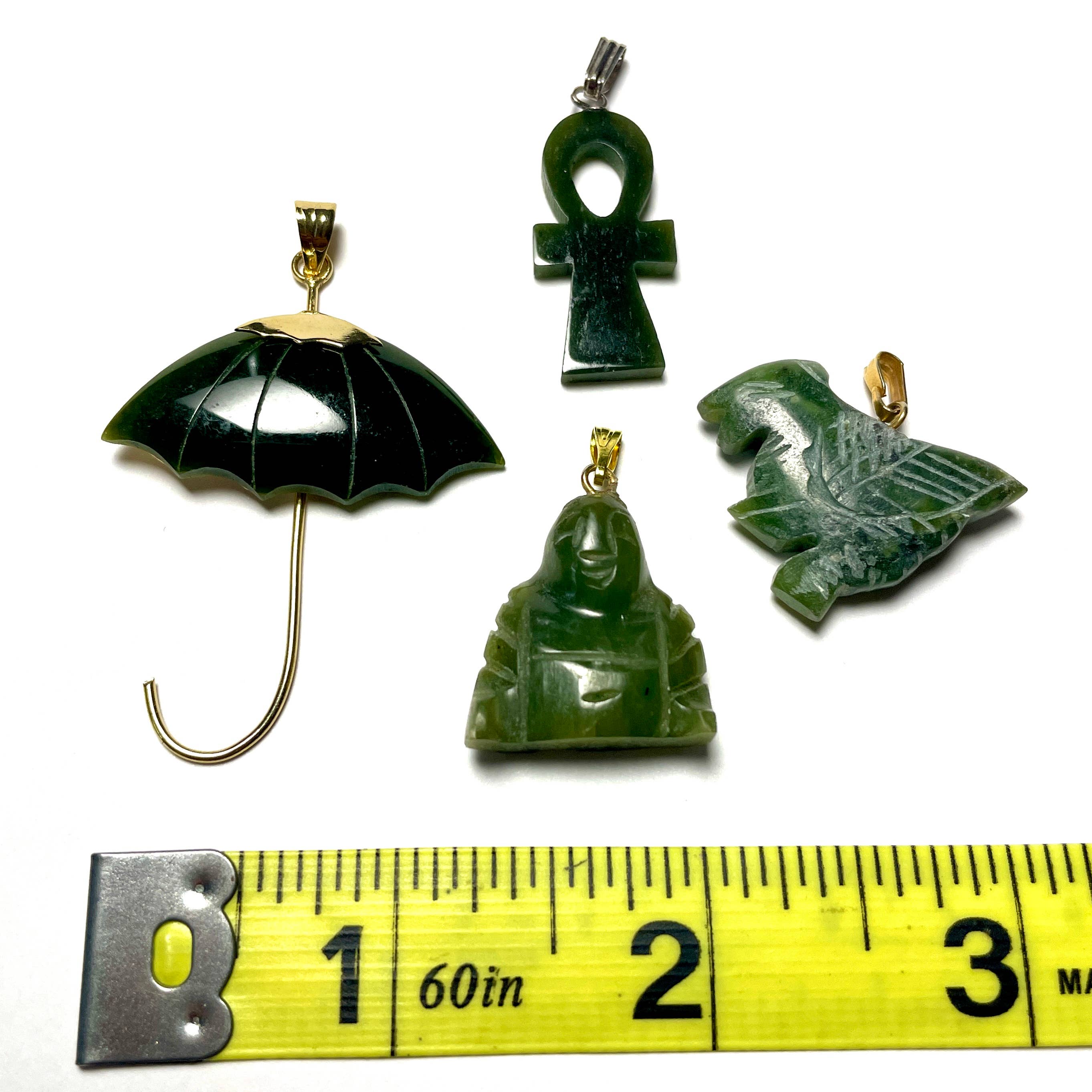 Whitestone Jewelry Co. - Wholesale Individual Charm/Pendant - Vintage 1970s Green Jade Lucky Charm Pendant Set4