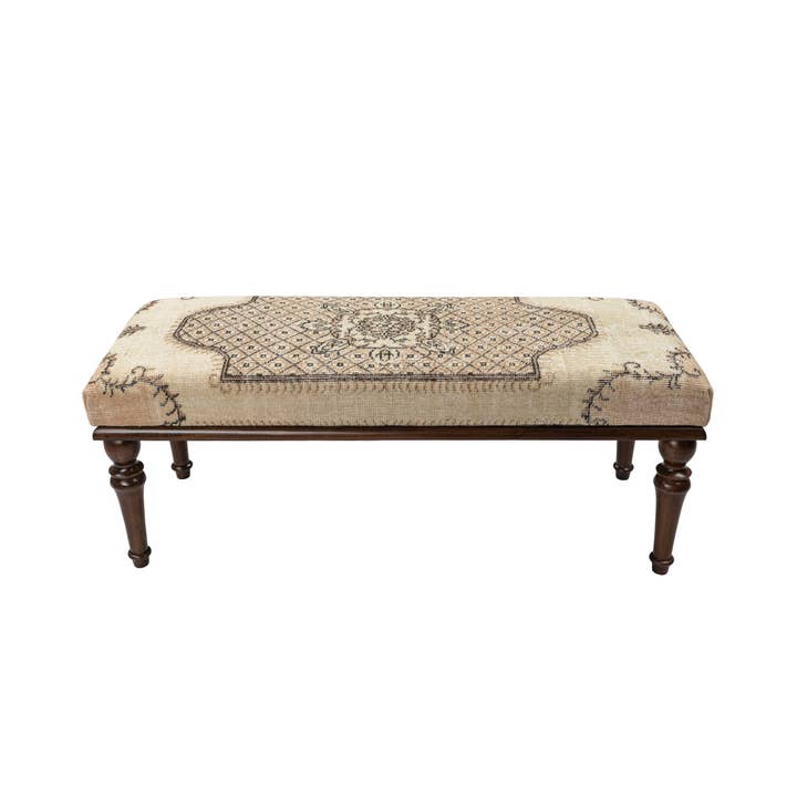 Türkischer Vintage-Teppich gepolsterte handgefertigte Holz-Ottomanen für den Großhandel von Rugtolia