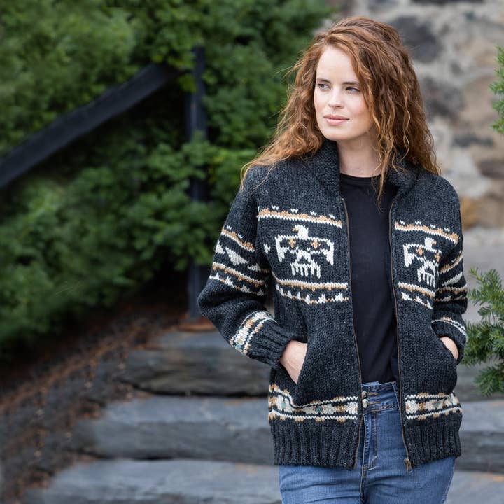 Lost Horizons Knitwear – Ships from USA - Vente Pull en maille – homme - Veste-pull Aigle avec motif Thunderbird1