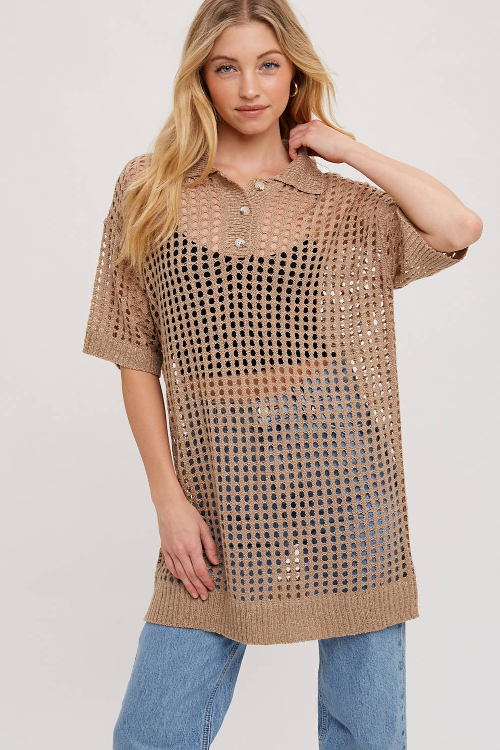 Bluivy - Wholesale Tunic - Women's - OPEN KNIT POLO SHIRT KNIT TUNIC11