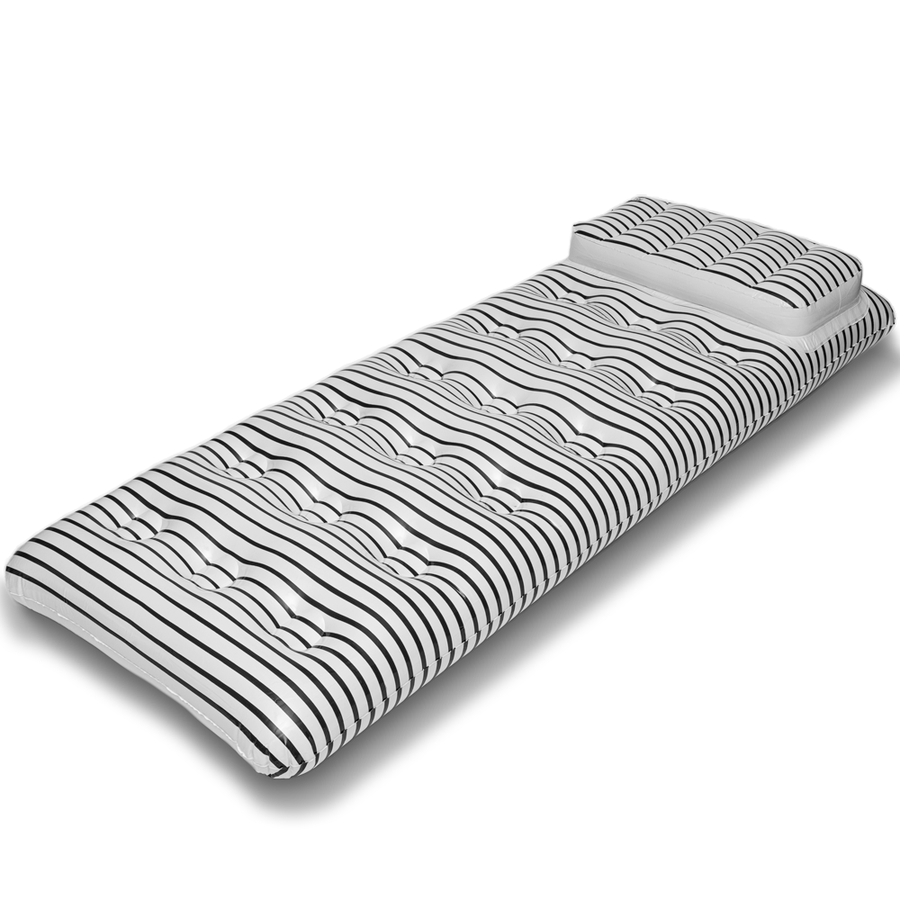 Black White Stripe Lounger Pool Float for wholesale on Faire0