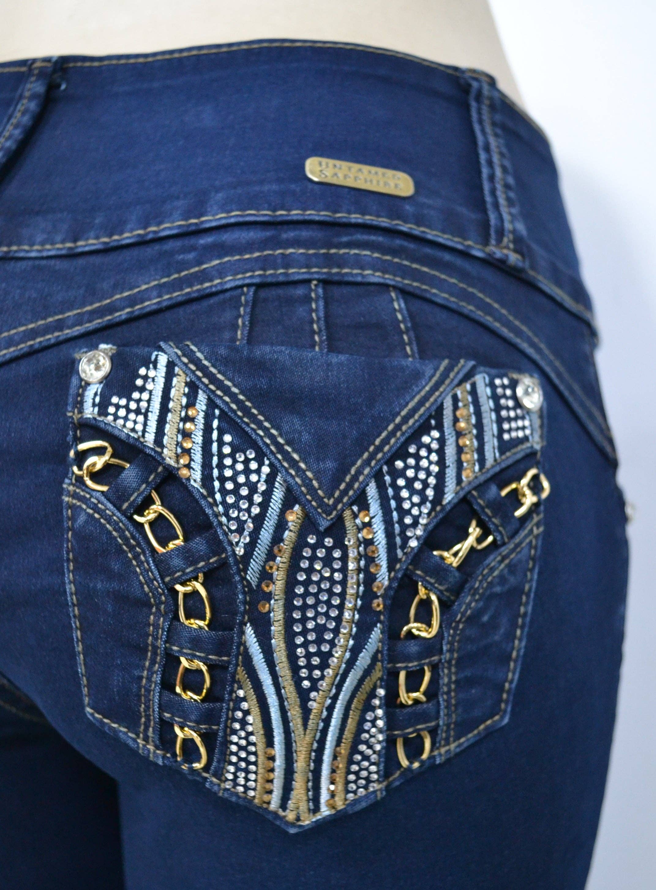 Blue USC-F015 Sexy Olivia Butt Lifter Levante Cola Jean for wholesale on Faire2