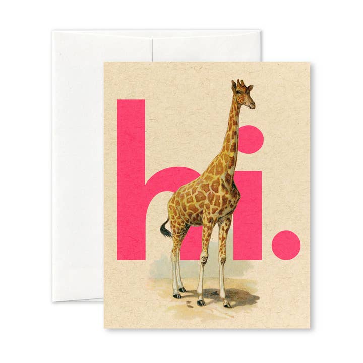 “Hi. (giraffe)" A2 greeting card for wholesale by Pictrix Design
