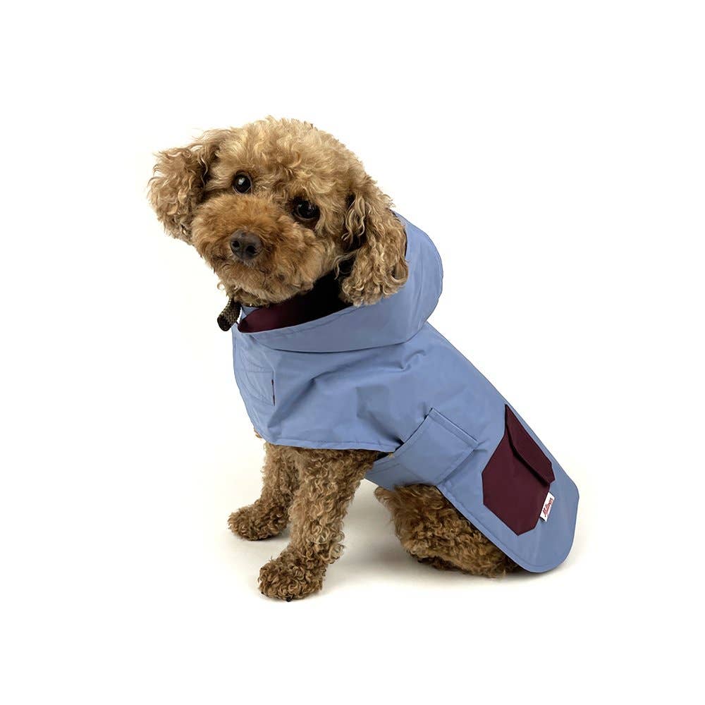 Milltown Brand – wholesale Pet raincoat – Dog – Dog Reversible Rain Coat - Cabernet-Blue1