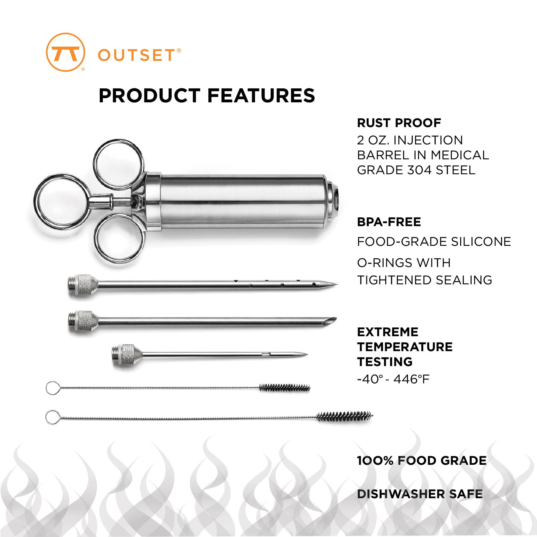 Fox Run Brands - Wholesale Kitchen Tool/Gadget - Outset 6 Piece Meat Injector, Stainless Steel, 10.5" x 7"4