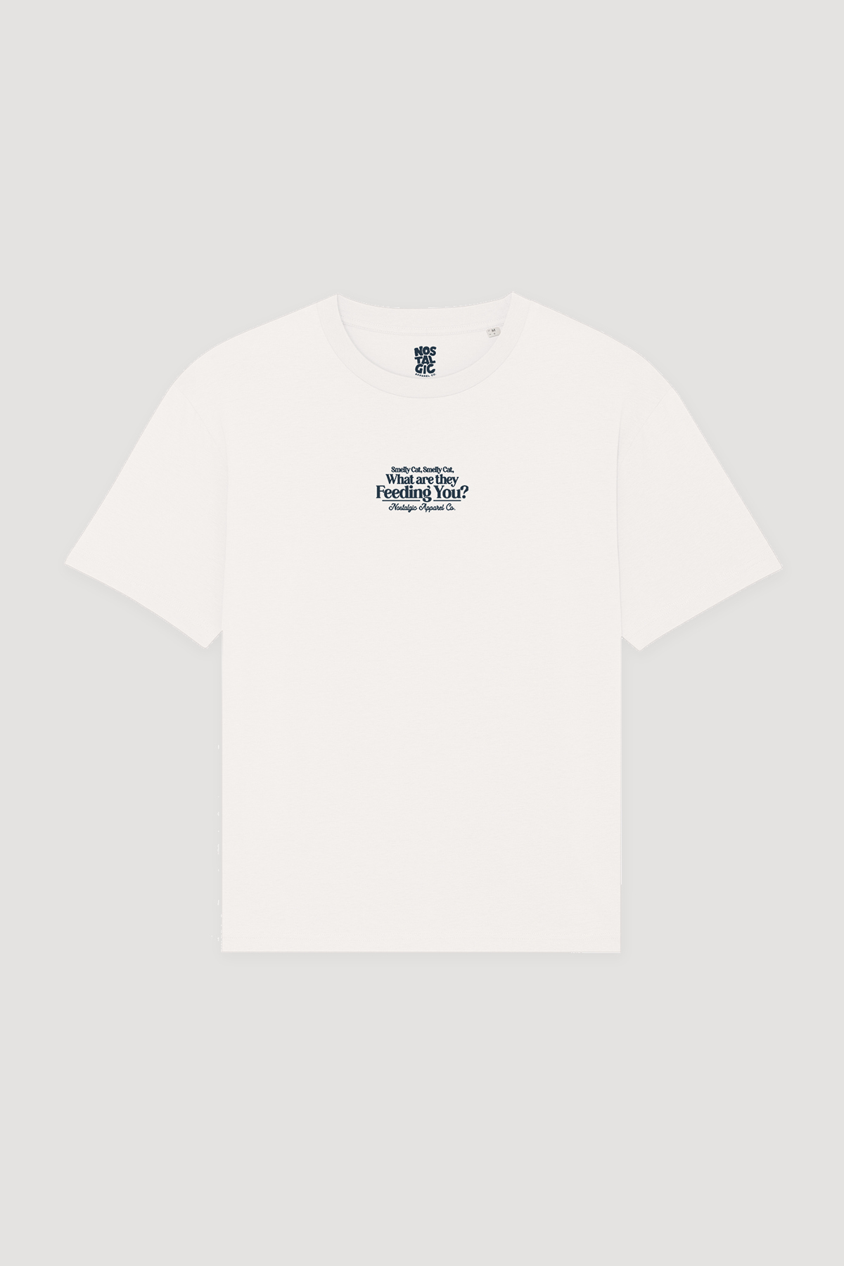 Nostalgic Apparel – wholesale Screen printed t-shirt – unisex – Smelly Cat | OffWhite Tee1