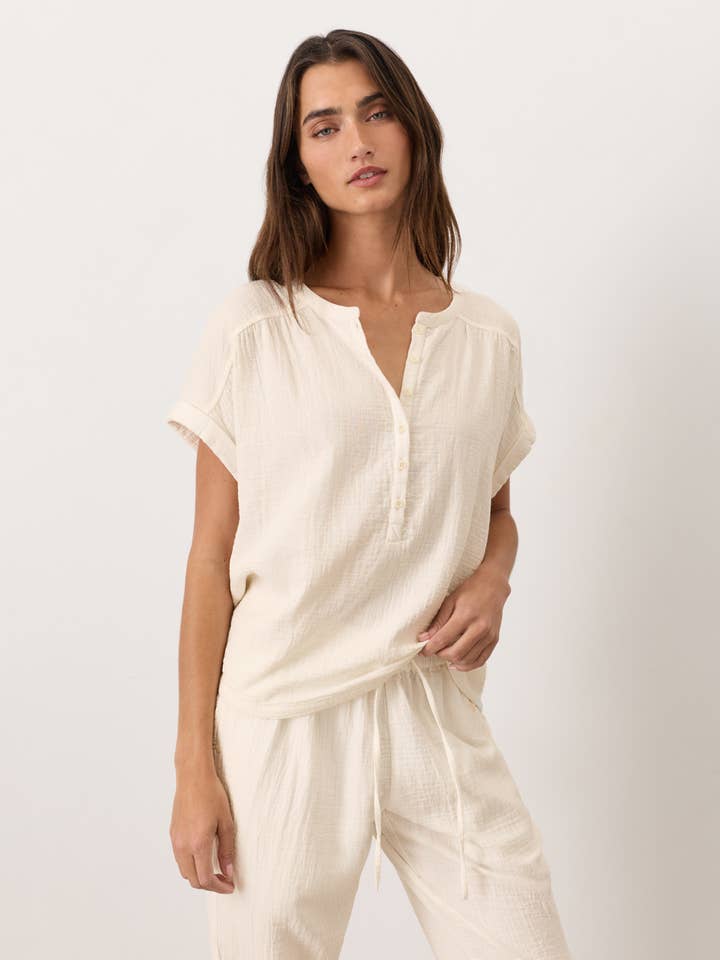 Women's Coastal Double Gauze Short Sleeve Popover for wholesale by Pact