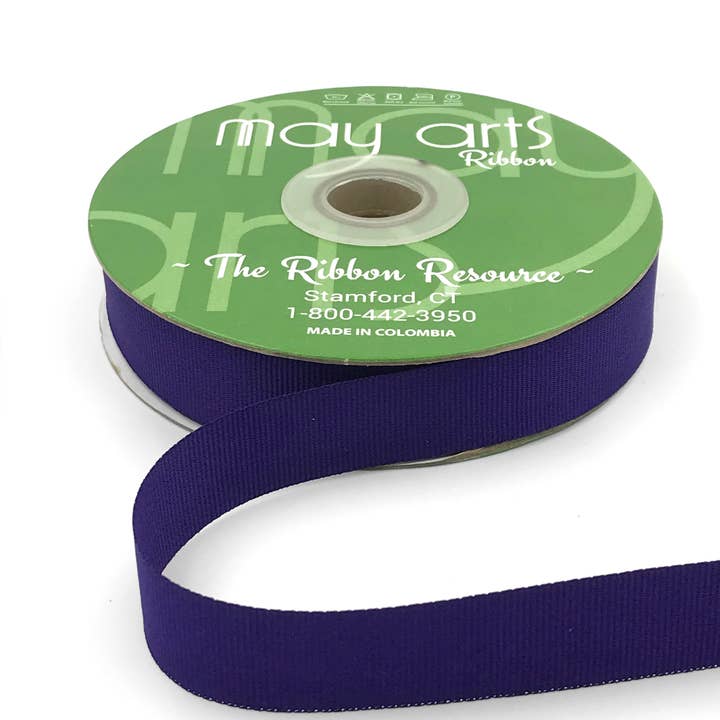 May Arts Ribbon - Wholesale Ribbon - Gift Wrapping - 3/4" Violet Woven Grosgrain Ribbon0
