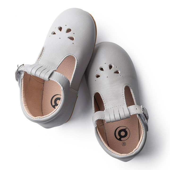 Leather T-Bar | Color 'Grey Cloud' | Hard Sole for wholesale by Hummbrand