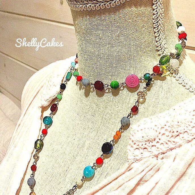 Collier long, multicolore, collier en perles, bout du pour la vente par ShellyCakes