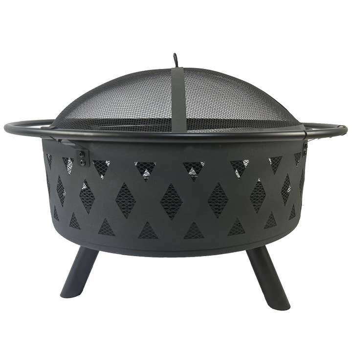 39F Inc. - Wholesale Fire Pit - 32In Outdoor Metal Fire Pit with Mesh Cover and Poker3