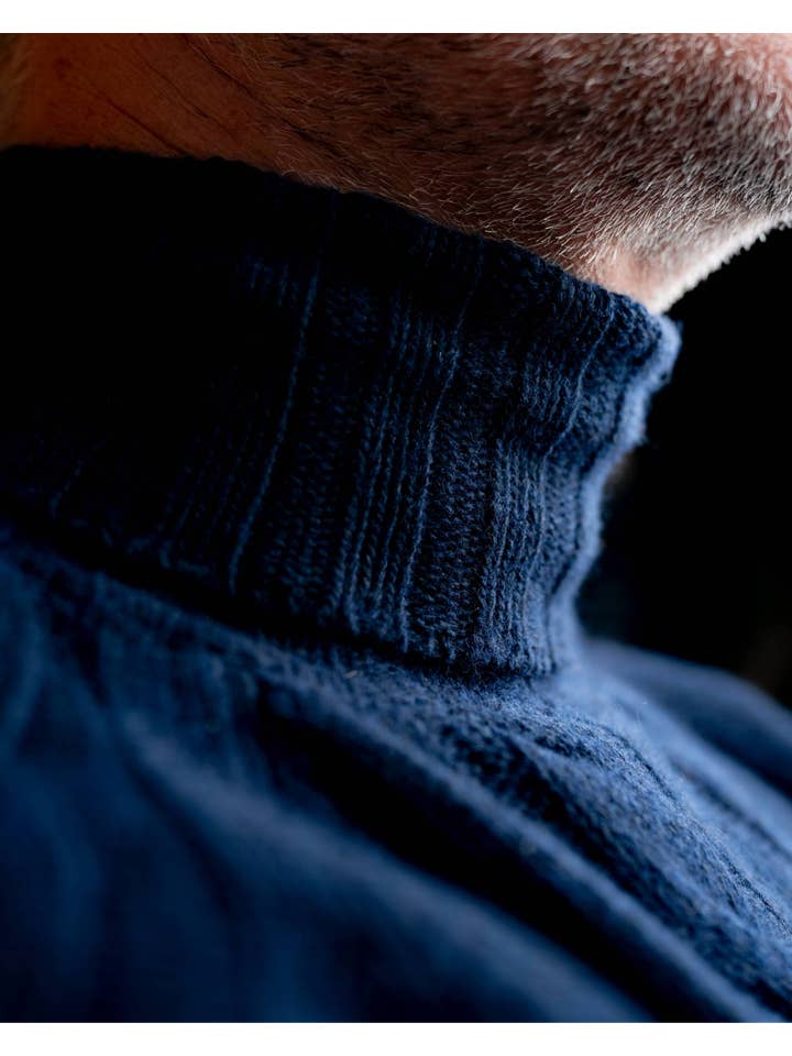 1971 - Wholesale Knit Sweater - Men's - Calvin Cable Knit Navy2