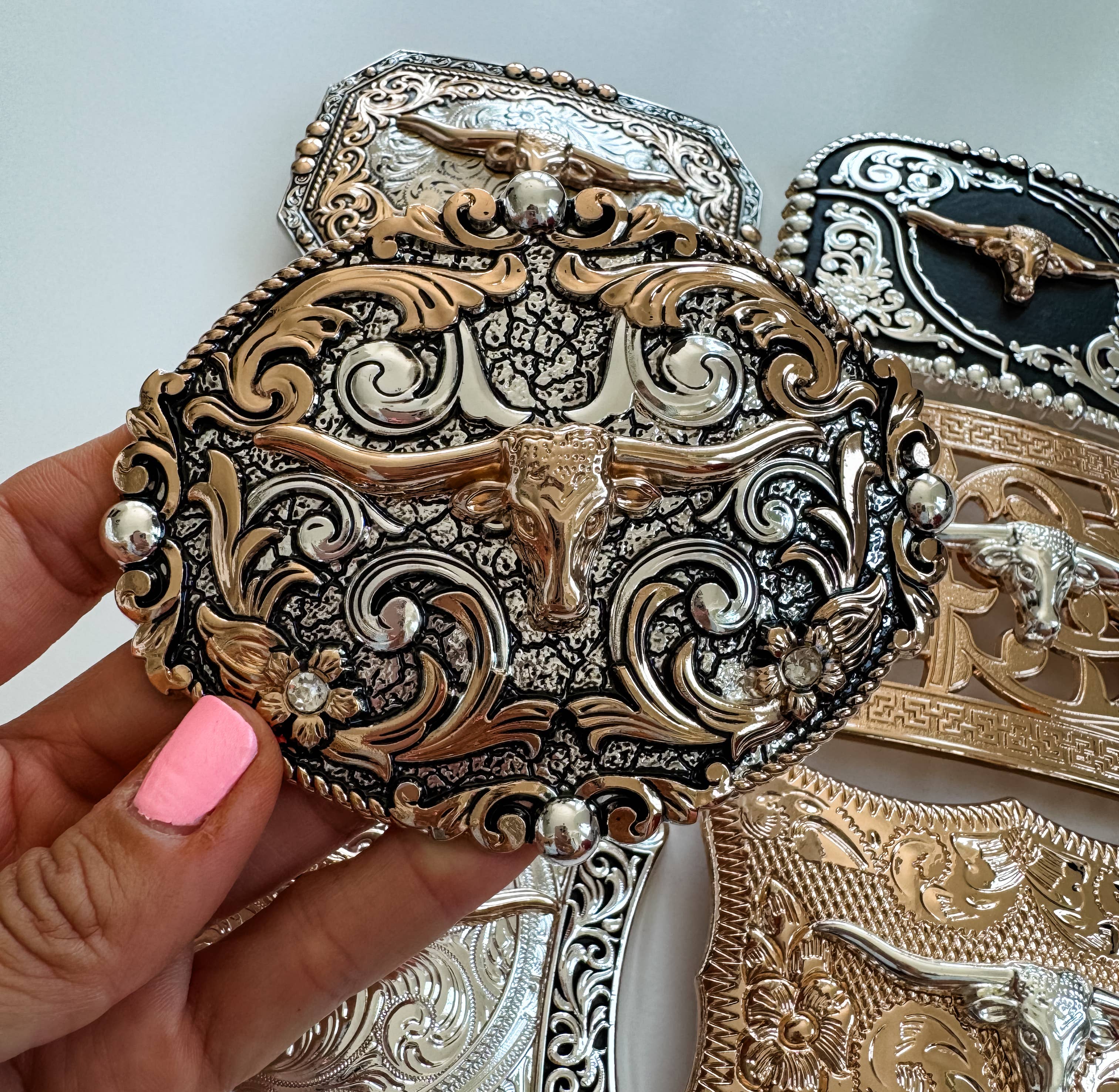 Boho Ranch Shop - Wholesale Belt Buckle - Unisex - Western Longhorn Steer Metal Belt Buckle6