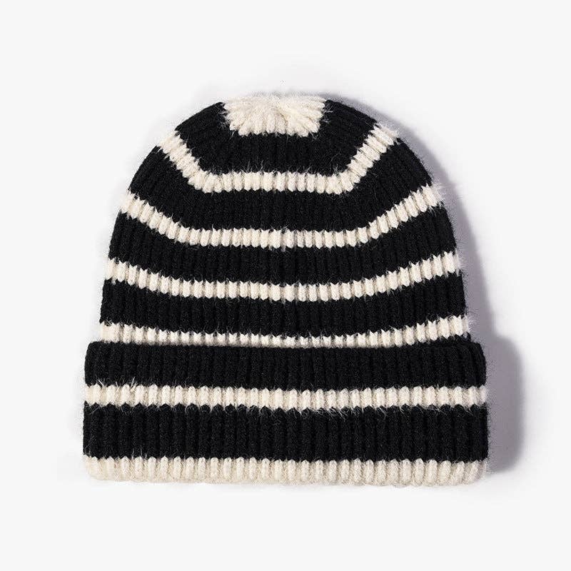 Dipped Shop - Wholesale Beanie - Women's - Winter Striped Beanie Cuff Warm Knitted Hat DP25G7321