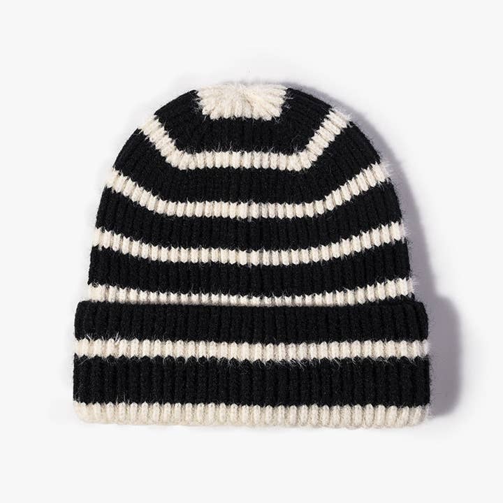 Dipped Shop - Wholesale Beanie - Women's - Winter Striped Beanie Cuff Warm Knitted Hat DP25G7321