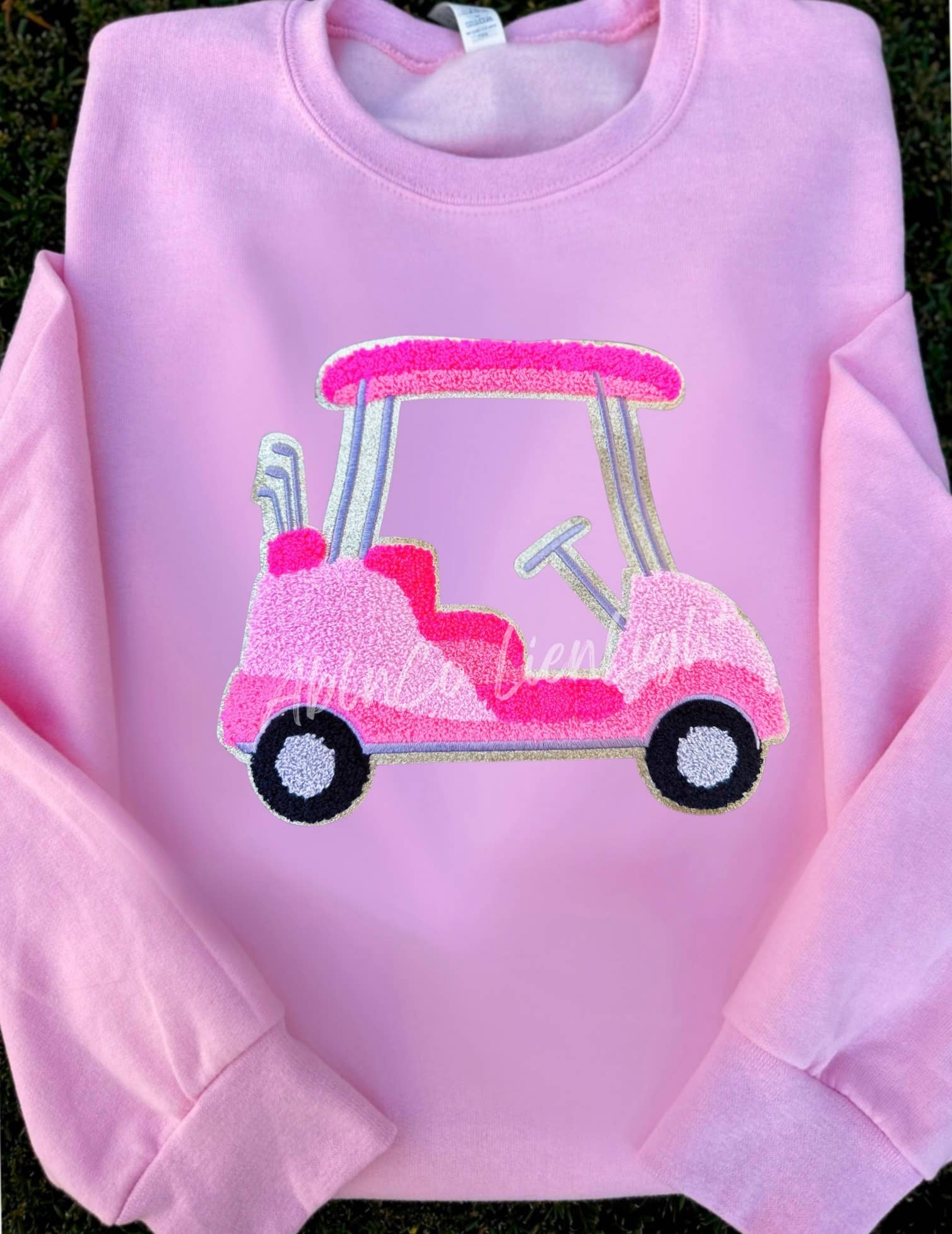 Preppy Pink Golf Cart Sweatshirt, Golf cart Chenille patch for wholesale on Faire1