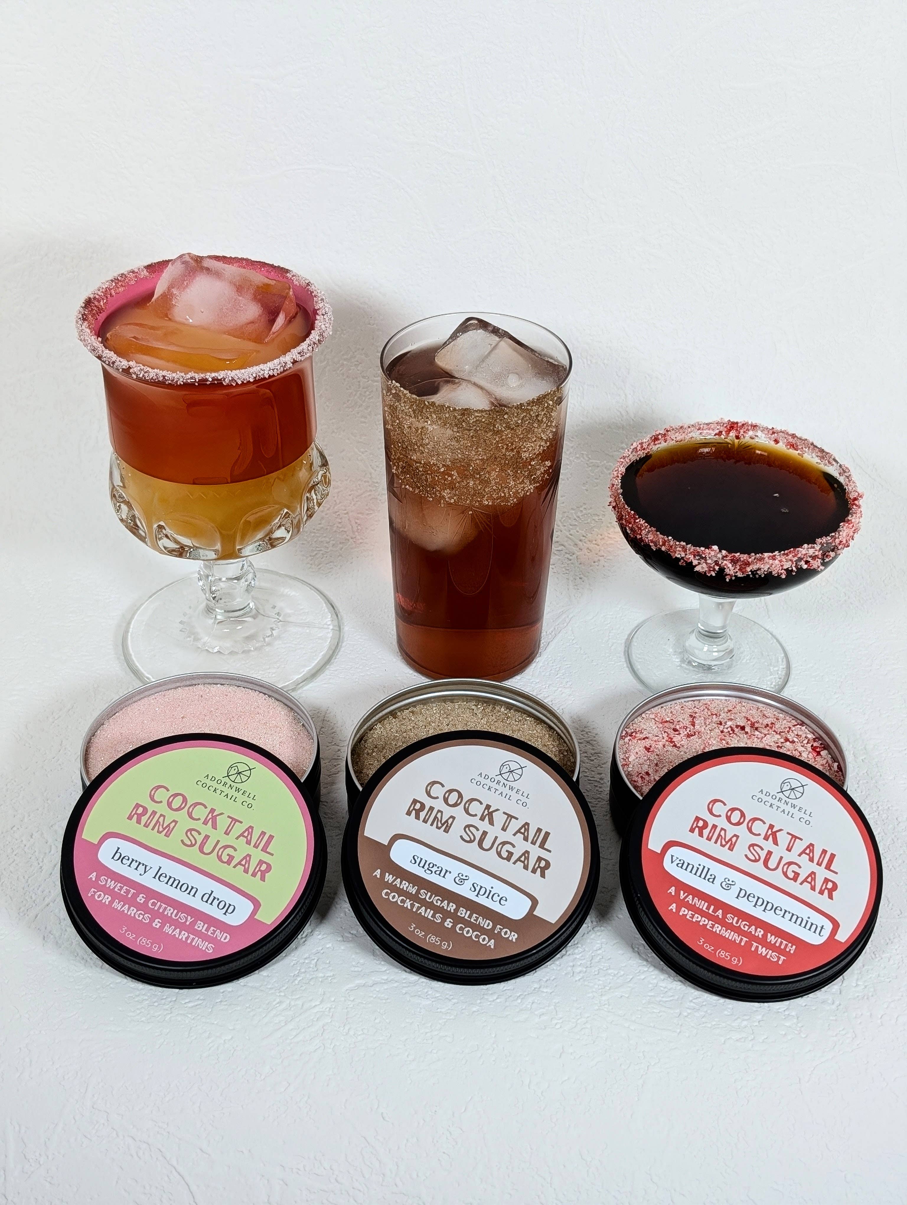 Adornwell Cocktail Co. - Wholesale Dried Spice Mix - 3 oz. Vanilla & Peppermint Rim Sugar2