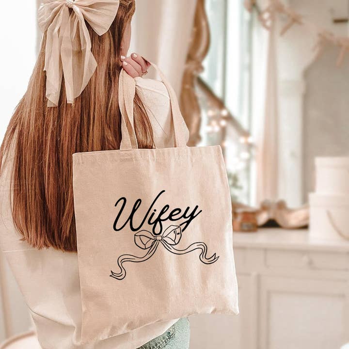 Wifey Tote Bag, Bows, Coquette, Wife Tote Bag, Bow Totes for wholesale by Bash