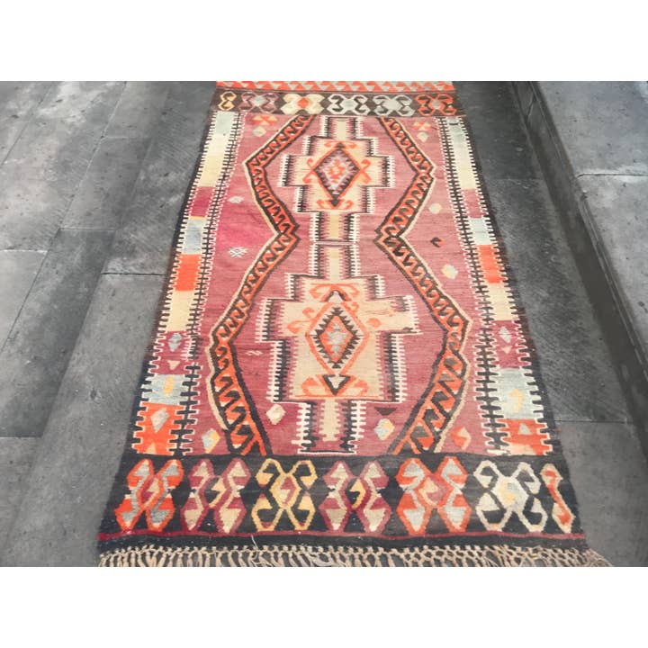 Handmade Kilim Rug Farmhouse Vintage Wool - 2x5ft for wholesale by Oushak Rugs