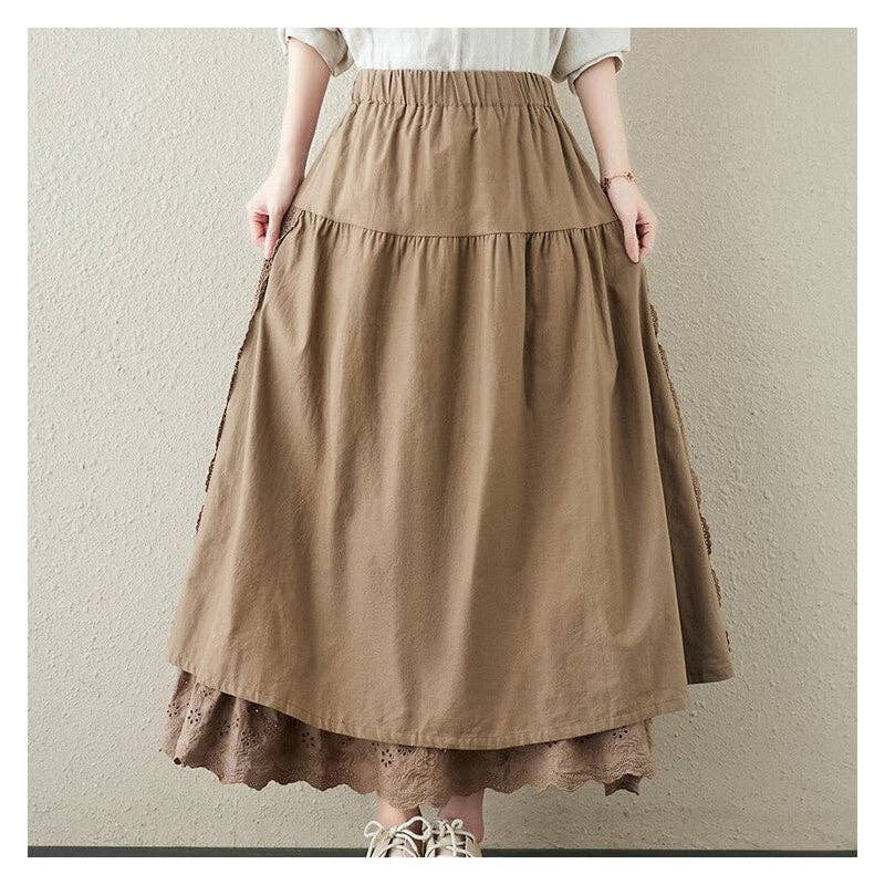 UZ Wholesale Store - Wholesale Skirt - Women's - Solid Color Ribbon Embroidered Elastic Waist Half Skirt4