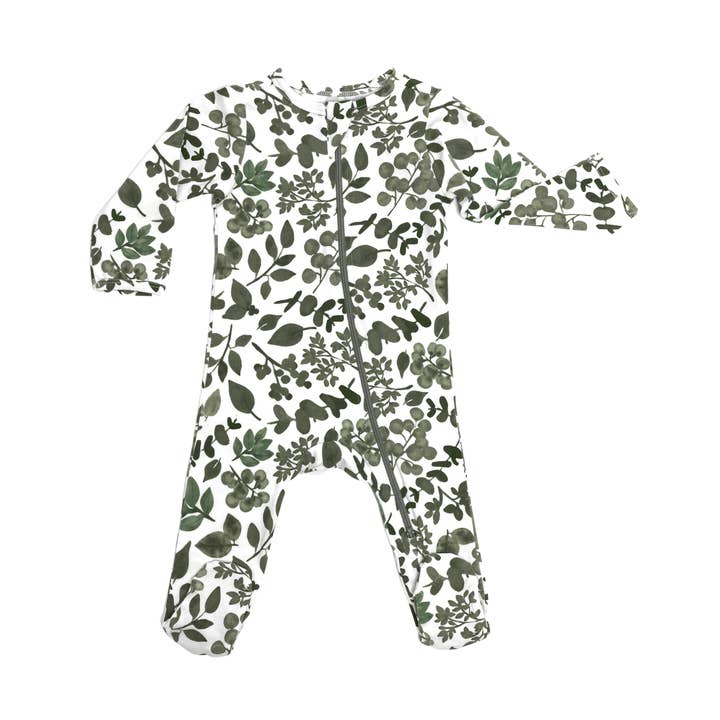 Tutina con gambe in cotone biologico Green Leaves per la vendita all'ingrosso da parte di Norani Baby