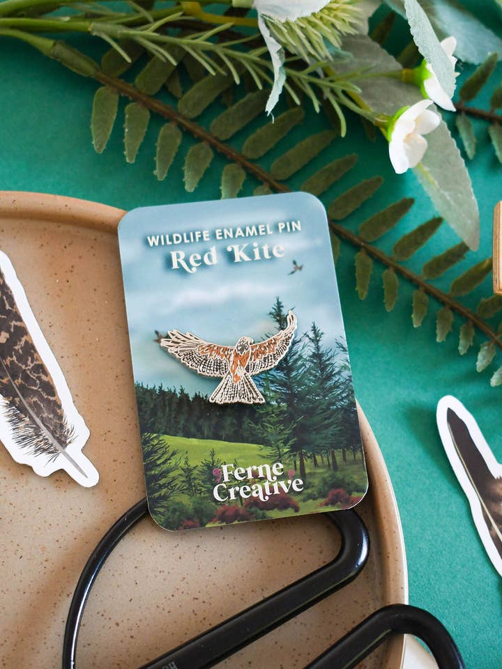 Flying Red Kite Enamel Pin for wholesale by Ferne Creative