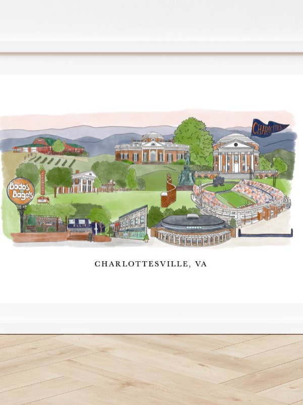 Charlottesville, VA Virginia State Landmark Skyline Print 2 for wholesale by Thirteenwinks