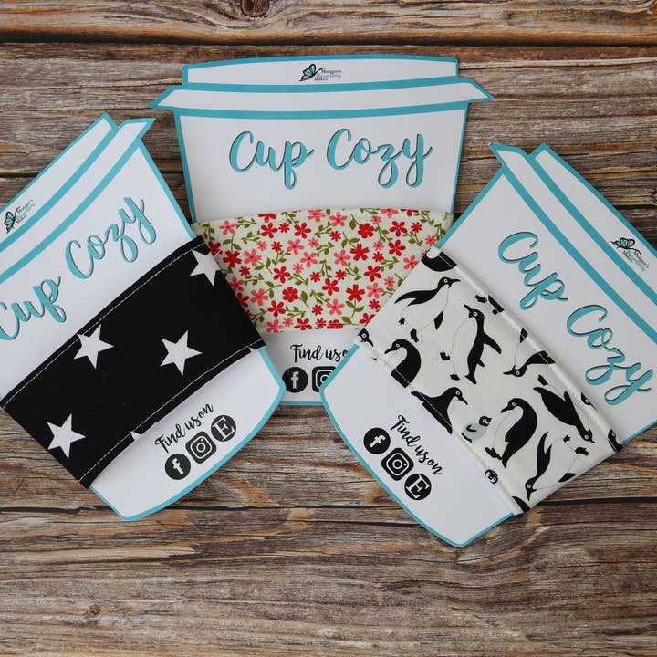 Mummy's Marvellous Makes Ltd – wholesale Drink huggers & koozies – Coffee Cup Cozy, Coffee Cup Sleeve, Coffee Cosy, Zero Waste, Coffee Gift, Eco Friendly, Teacher Gift, Gift for Her4