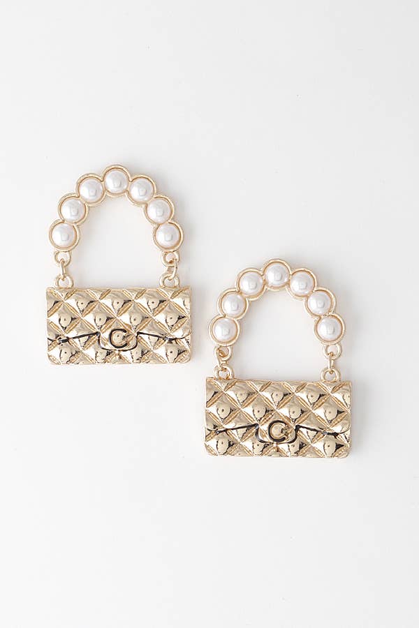 GULD CREME Øreringe med luksus-taske som ørestikker for engroshandel på Faire0