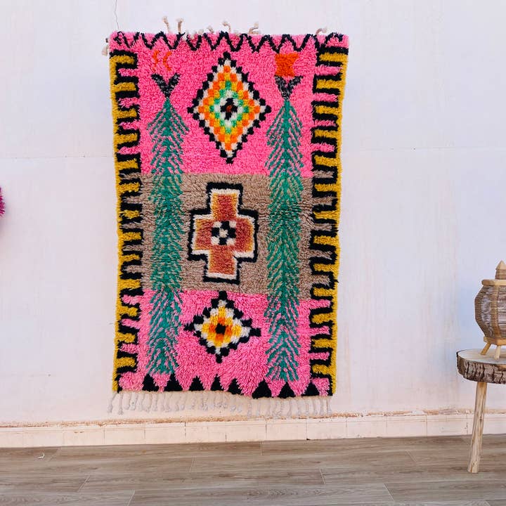 Pink rug ,Beni Ourain rug, Area rug , Handmade moroccan rugs for wholesale by BohoVibeCraft