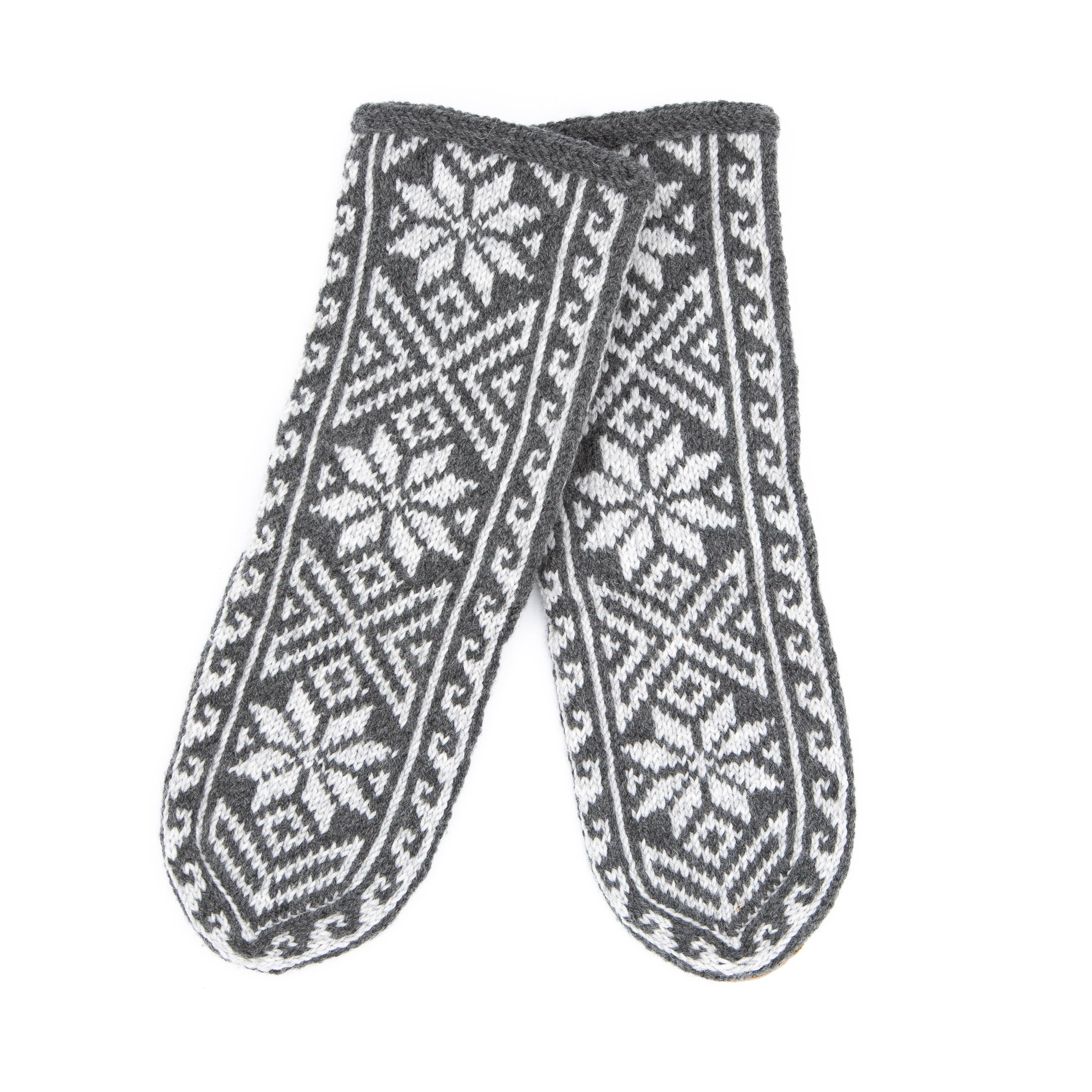 Azerbaijani Socks - Vente Chaussons chaussettes – femme - Chaussettes-chaussons pour femmes adultes : Longues grises (Individuelles)2