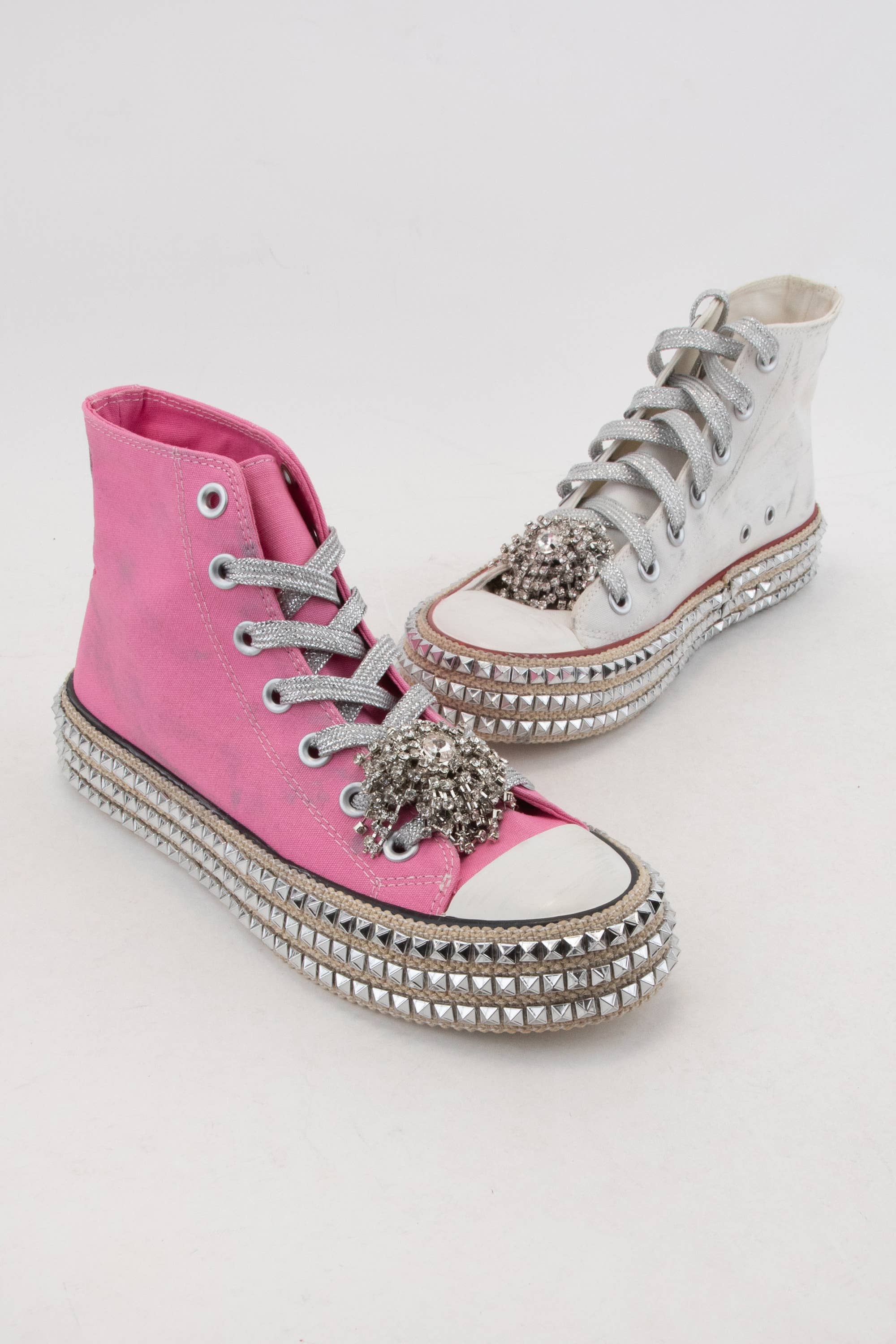 CCOCCI - Wholesale Lifestyle Sneakers - Women's - ASH-01 BEDAZZELED DECOR ROCKSTUD PLATFORM HIGH TOP SNEAKERS17