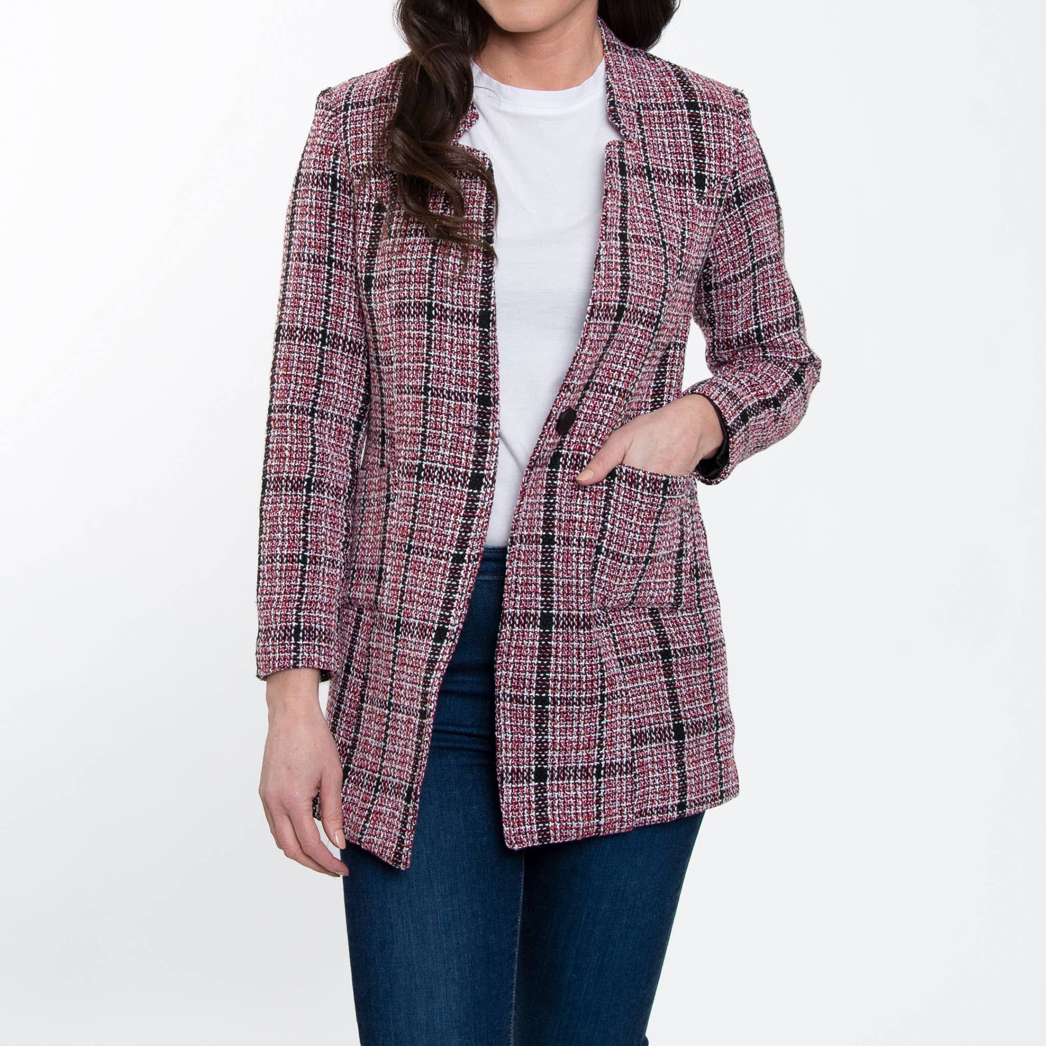 Elsie & Zoey - Wholesale Blazer - Women's - SALE - 6 Piece Lyra Plaid Long Boucle Blazer Assortment3