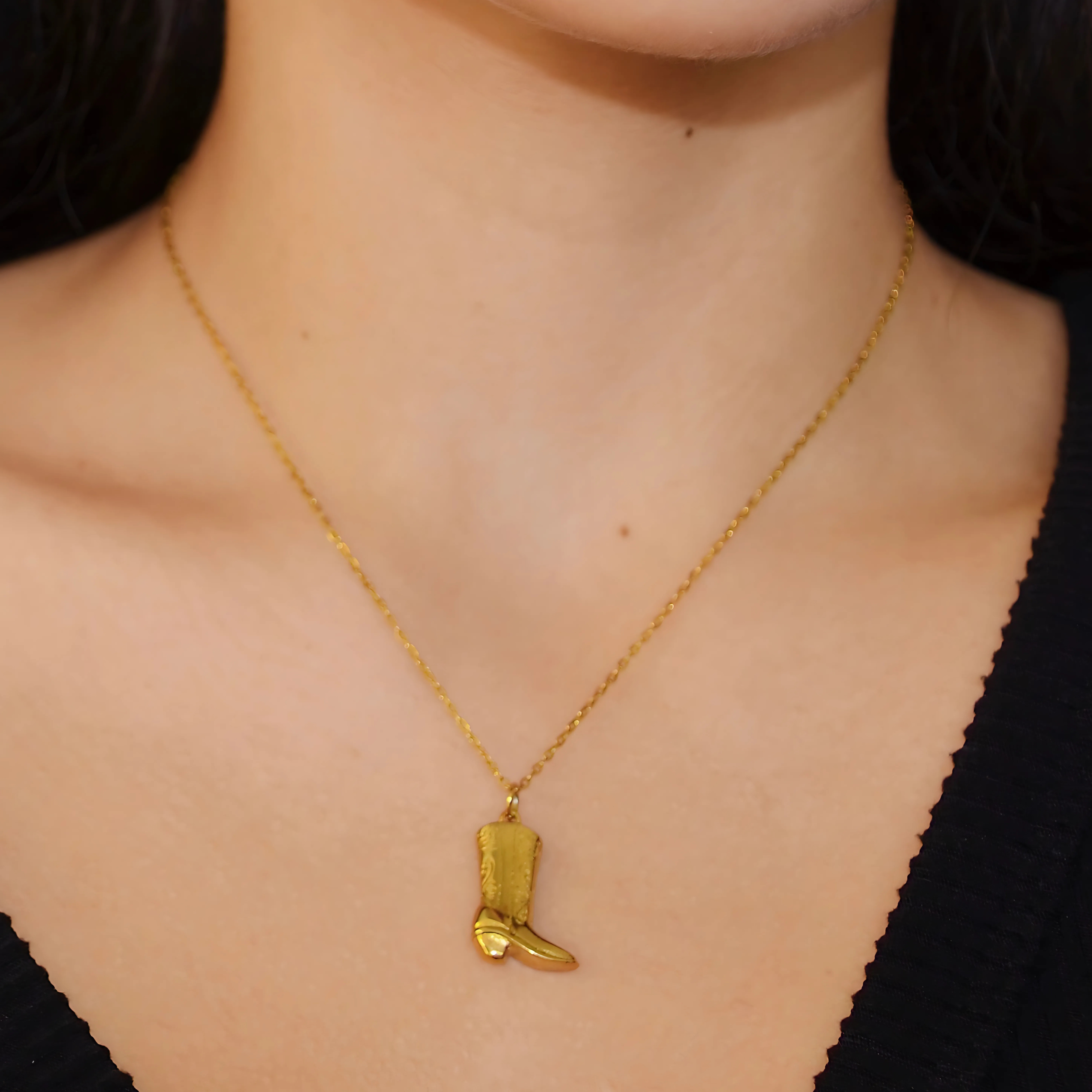 AzzaikJewelry - Wholesale Link & Chain Necklace - Cowboy Boot Charm Necklace Stainless Steel4