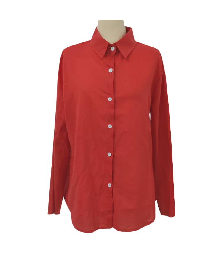 Rosa Clothing - Wholesale Shirt - Women's - Solid Color Casual Loose Long-Sleeve Shirt12
