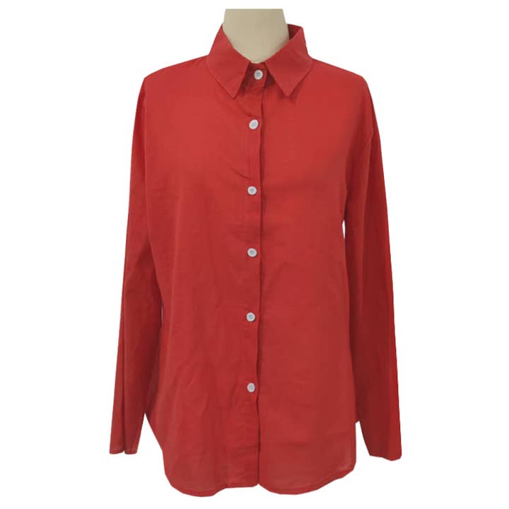 Rosa Clothing - Wholesale Shirt - Women's - Solid Color Casual Loose Long-Sleeve Shirt12