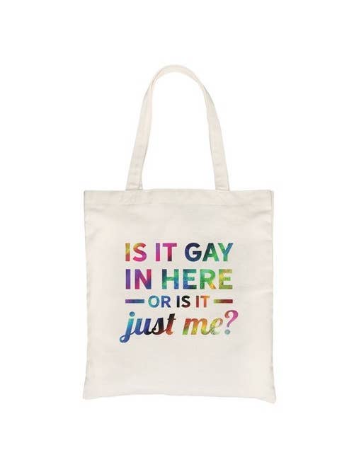 Gay In Here Rainbow Canvas Bag for wholesale by 365 In Love