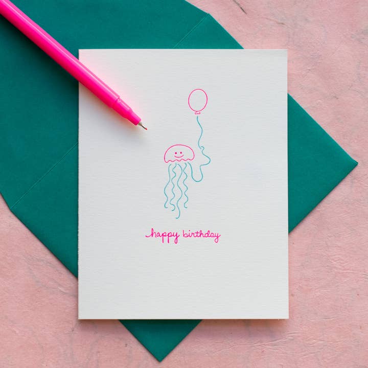 Albertine Press - Wholesale Birthday Card - Jellyfish Birthday Greeting Card