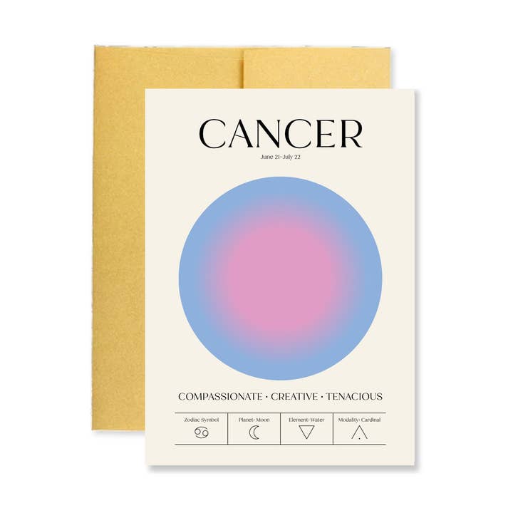 Cancer Zodiac Aura Greeting Card for wholesale by Little Viper Co